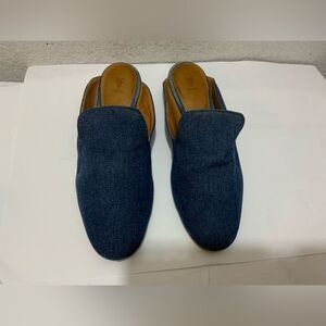FRYE Gwen Denim Flat Mule Indigo Size 6.5 M Padded Footbed Slide Round Toe
